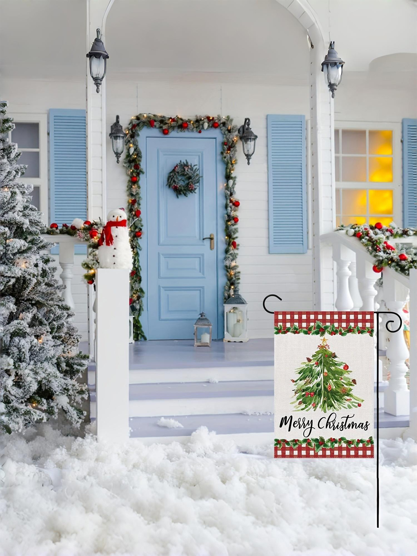 Christmas Tree Happy Garden Flag（Not lnclude Flagpole）